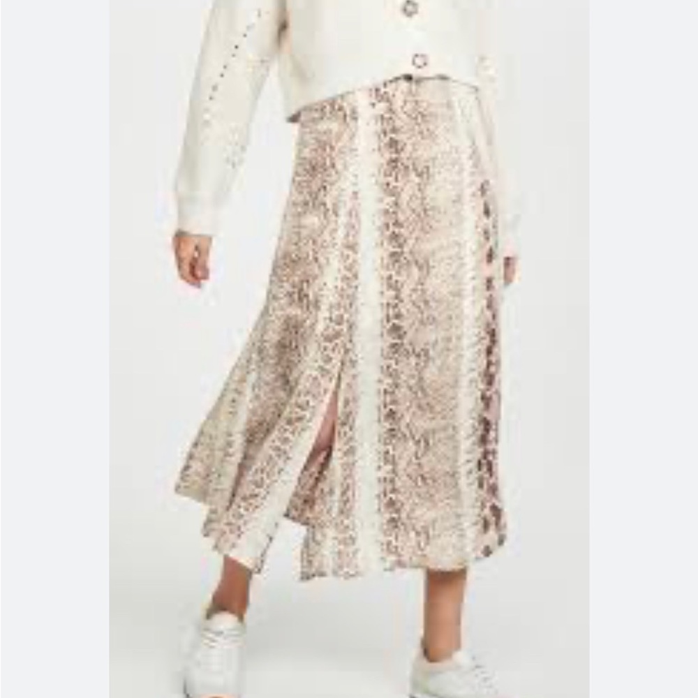Re:named Snake Print Brown Midi Skirt